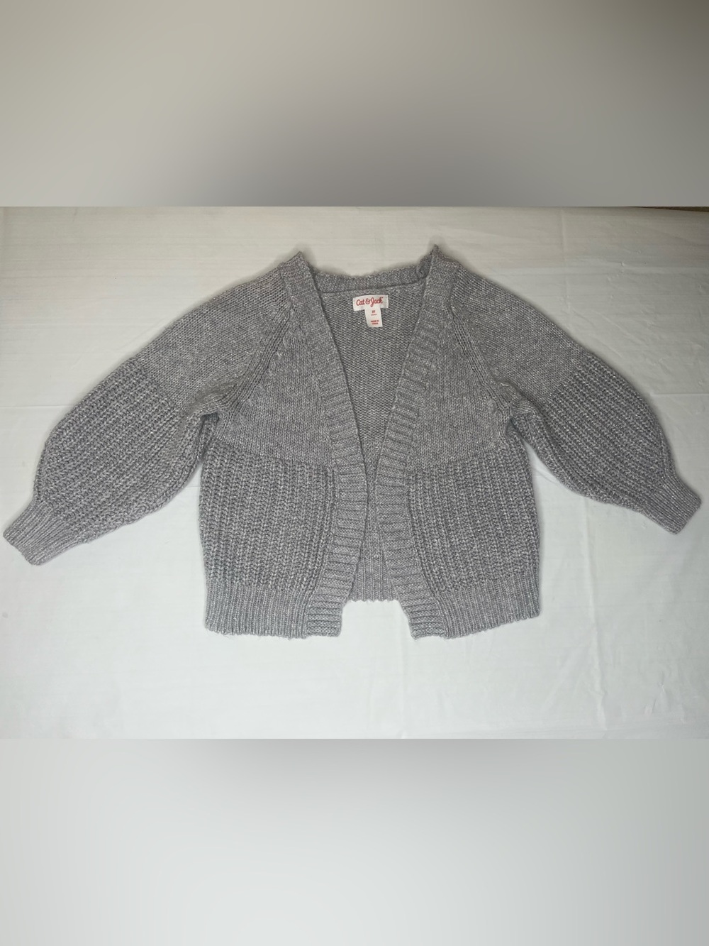 Cat & Jack Kid’s Gray Knit Cardigan With Shimmer